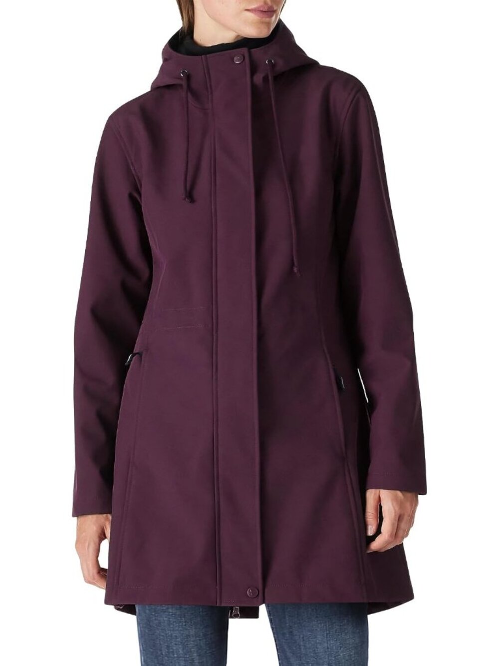 Women Purple Windbreaker Fleece Lined Softshell Hiking Insulated Rain Parka Coat